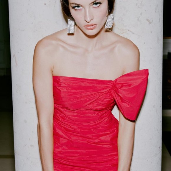 NWT Zara Bow Ruched Mini Dress size L - Picture 4 of 7